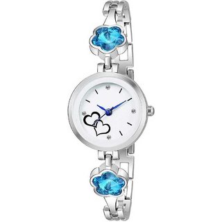 HRV Silver Metal Strap Round Shape Analog Watch For Women