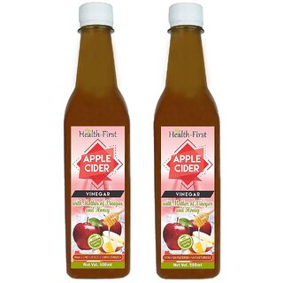 Health First Apple Cider Vinegar with Strand of Mother and Honey - 500 ml (Pack of 2)