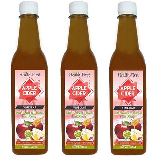 Health First Apple Cider Vinegar with Strand of Mother with honey - 500 ml (Pack of 3)
