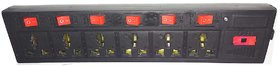 6 Socket Extension Board with Individual Switches, 3 Metar Cable, Fuse and LED Indicator-Electric Board power Strip