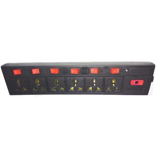 6 Socket Extension Board with Individual Switches, 3 Metar Cable, Fuse and LED Indicator-Electric Board power Strip