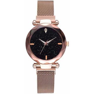 Hrv Magnet Metal Strap Designer Mesh Shining Crystal Dial Watch Form Women