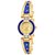 HRV Women Blue Round Gold Dial Rajvadi Bangle Analog Watch