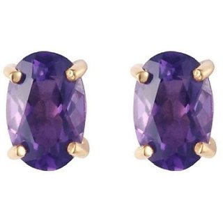 Original Amethyst Stone Stud Earring A1 Quality Stone Jamuniya/Amethyst Gold Plated Stud Earrings For Girls