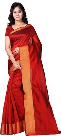 SVB Red Art Silk Plain With Blouse Saree