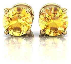 CEYLONMINE yellow sapphire earrings natural & original stone pukhraj stud earrings for women & girls
