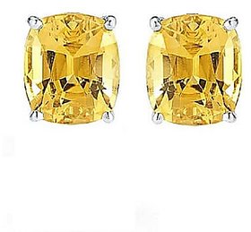 CEYLONMINE natural sapphire earring yellow sapphire silver stud earring for girls & women