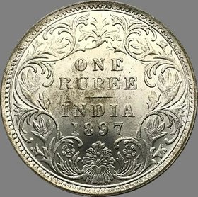 ONE RUPEES SILVER COIN 1897 VICTORIA COIN.