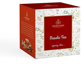 Nature's Park Masala Tea Indian Spiced Masala Chai, Meticulously blended with Cardamom, Dried Ginger, Cinnamon, Black Pepper  Cloves, Spice up ur Day Spices, Pyramid Tea Bags (20 Pcs)