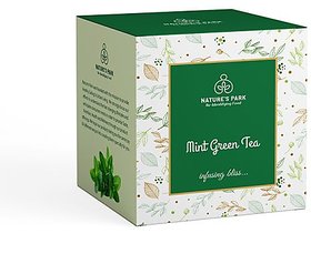 Nature's Park Mint Green Tea-Helps in Digestion  Fights Bad Breath, Refreshing and a True Quencher, Pyramid Tea Bags (20 Pcs)