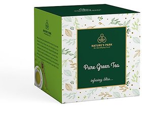 Nature's Park Pure Green Tea - Purest form of Mother Nature, 20 Servings, Brew Well, Pyramid Tea Bags (20 Pcs)