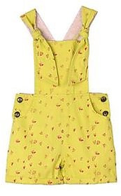 100  Cotton Casual Wear Yellow Color Short Dungaree Dress For Boys  Girls