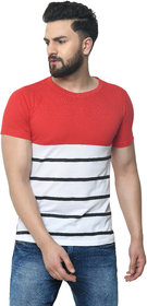 Odoky Mens Multicolor Color Block Cotton Blend Round Neck T-Shirt