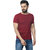 Odoky Mens Maroon Striped Cotton Blend Round Neck T-Shirt
