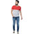 Odoky Mens Multicolor Color Block Cotton Blend Round Neck T-Shirt