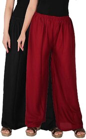 Women's Rayon Flared Palazzo Combo-(Pack of 2)
