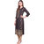 Rocca Women Rayon Foil Printed Straight Fit Calf Long Kurta (Grey)