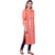 Rocca Women Rayon Printed Straight Fit Calf Long Kurta (Orange)
