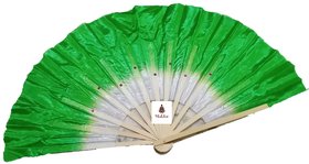 kkalakriti Fan Japanese Green Color Dance Prop easy folding