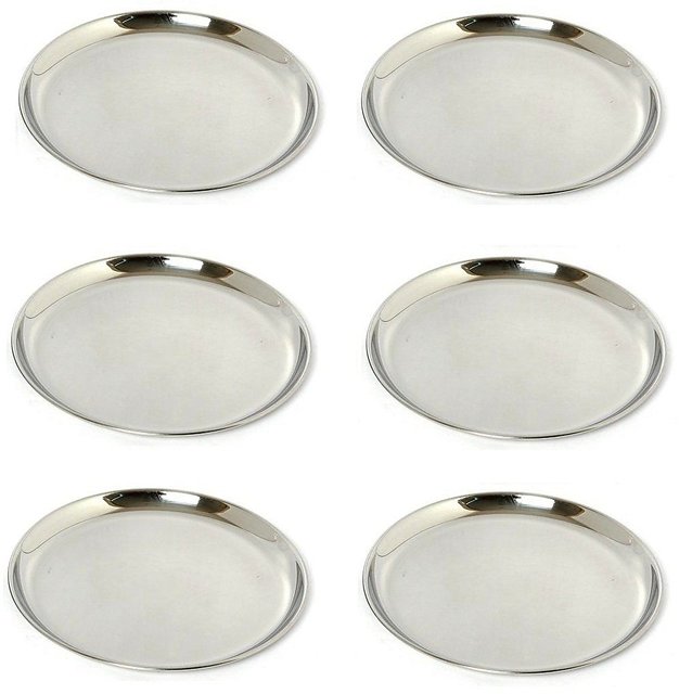 Buy AH Stainless Steel Heavy Guage Mirror Finish Dinner Plates - 12 ...