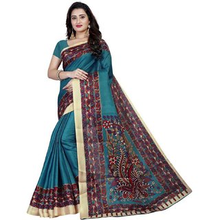 Sharda Creation Sky Blue Mysore Silk Printed With Blouse Saree
