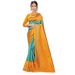 Sharda Creation Yellow Mysore Silk Printed With Blouse Saree