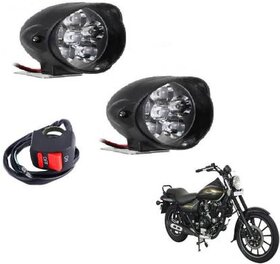 RA Accessories 6 LED HJG Waterproof Fog Light with on/off Handlebar Switch for Bike/Car (Pack Of 2)