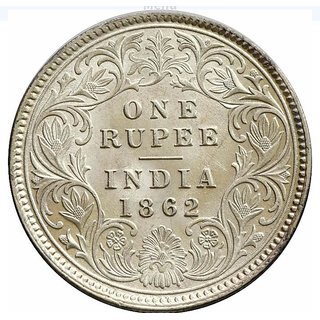 ONE RUPEES SILVER COIN 1862  victoria empress.