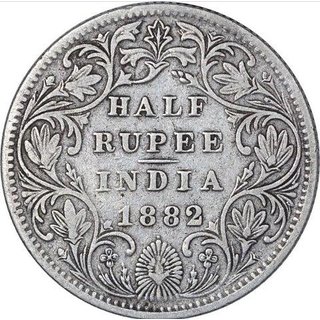 HALF RUPEES 1882 SILVER COIN.