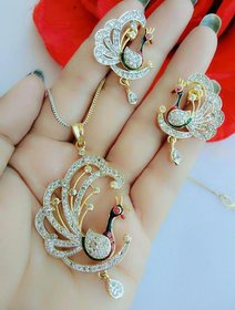 Hetprit peacock design pendent set with chain for women