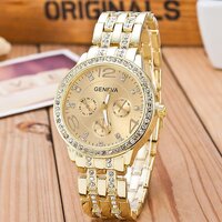HRV Geneva Womens Wrist Watch | Stainless Steel Gold, Luxury Casual Ladies Watch