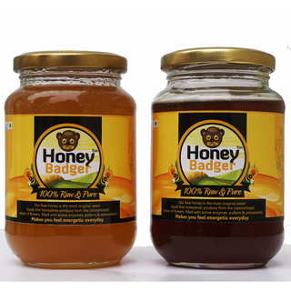 Pack of 2 HONEY BADGER Raw Honey - 500 GM+500...