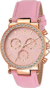 HRV Geneva Pink Platinum Analog Dial Watch For Women