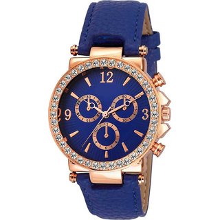HRV Geneva Blue Platinum Analog Dial Watch For Women