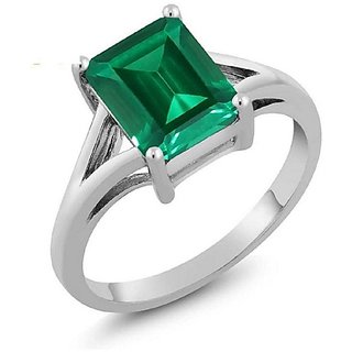 CEYLONMINE Emerald silver ring natural & certified gemstone panna ring for women & men