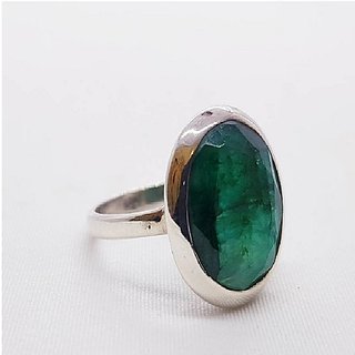 CEYLONMINE Panna silver ring natural  original gemstone emerald silver ring for women  men