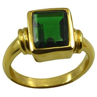 CEYLONMINE Emerald stone ring natural & original gemstone panna gold plated ring for astrological purpose
