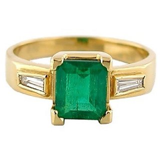 CEYLONMINE Emerald stone ring natural & original gemstone panna gold plated ring for astrological purpose