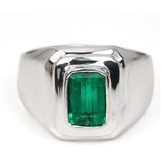 CEYLONMINE Panna ring natural  certified gemstone 5.25 ratti Emerald stone silver ring for women  men