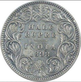 HALF RUPEES 1898 SILVER COIN.