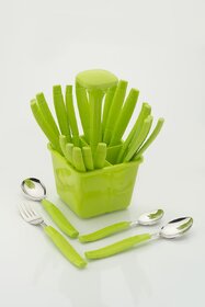 Arni Cutlery Set with Storage Box/Spoon Set/Spoon Stand for Kitchen and Dining 24 Pieces Stainless Steel Cutlery Set