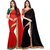 Anand Sarees Women's Red Plain Chiffon Saree With Blouse (Pack of 2)