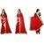 Anand Sarees Women's Red Plain Chiffon Saree With Blouse (Pack of 2)