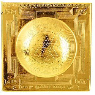 Kesar Zems Brass Kurm Prusth Shree Yantra (7.5 cm x 7.5 cm x 0.05 cm Gold).
