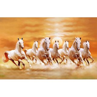 Style UR Home- Seven Running  Horses with Rising Sun -12x 18