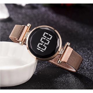 Buy FARP Digital golden colour stainless steel magnet belt fancy womens  watch ladies watch Online @ 499 from ShopClues