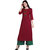 Saadhvi Maroon Slub Cotton Embroidered Stitched Kurta With Palazzo