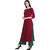 Saadhvi Maroon Slub Cotton Embroidered Stitched Kurta With Palazzo