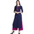 Saadhvi Navy Blue Slub Cotton Embroidered Stitched Kurta With Palazzo