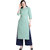 Saadhvi Light Green Slub Cotton Embroidered Stitched Kurta With Palazzo